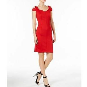 Calvin Caron Could Shoulder V-Neck Dress in Red